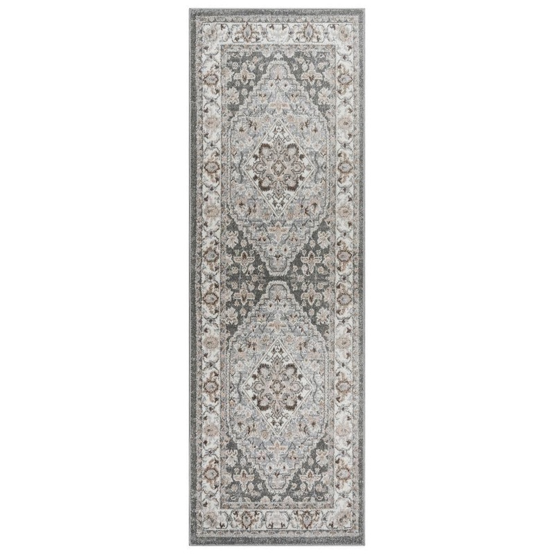 Gertmenian Alor Zia Gray 2 ft. x 6 ft. Oriental/Medallion Indoor Runner Rug 38871