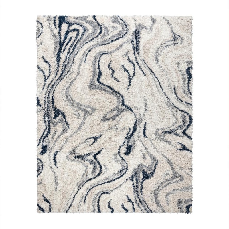 Gertmenian Anjou Marble Navy 5 ft. x 7 ft. Abstract Shag Indoor Area Rug 19092