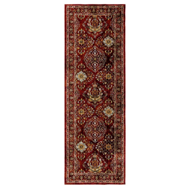 Gertmenian Carmen Annet Red 3 ft. x 8 ft. Trellis Indoor Runner 19298