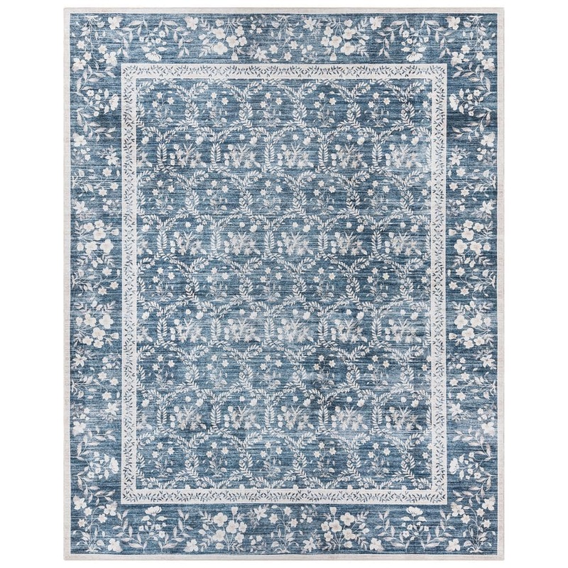 Gertmenian Crystal Print Vela Navy/Ivory 5 ft. x 7 ft. Floral Digitally Printed Polyester Area Rug 24617