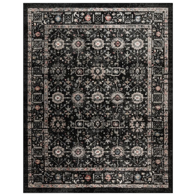 Gertmenian Heirloom Dov Black 5 ft. x 7 ft. Oriental Border Indoor Area Rug 38818