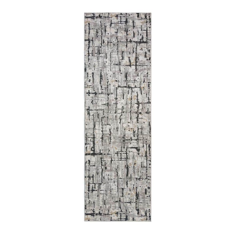 Gertmenian Quattro Lhasa Gray 3 ft. x 8 ft. Abstract Indoor Area Rug 19835
