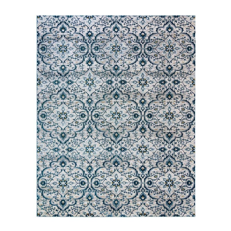 Gertmenian Quattro Tunny Blue 5 ft. x 7 ft. Medallion Indoor Area Rug 19821