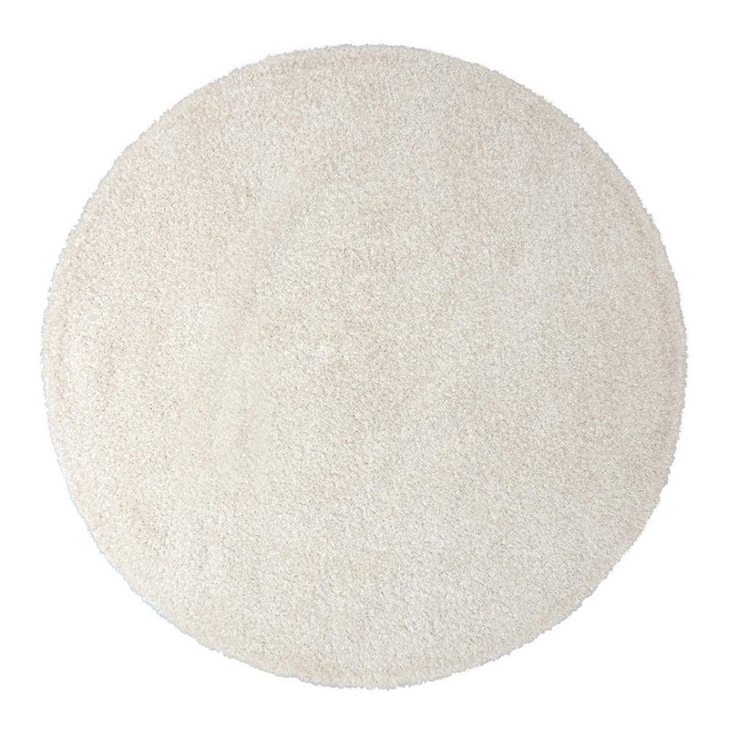 Gertmenian Thayer Ivory 6 ft. 5 in. x 6 ft. 5 in. Solid Shag Round Indoor Area Rug 18585