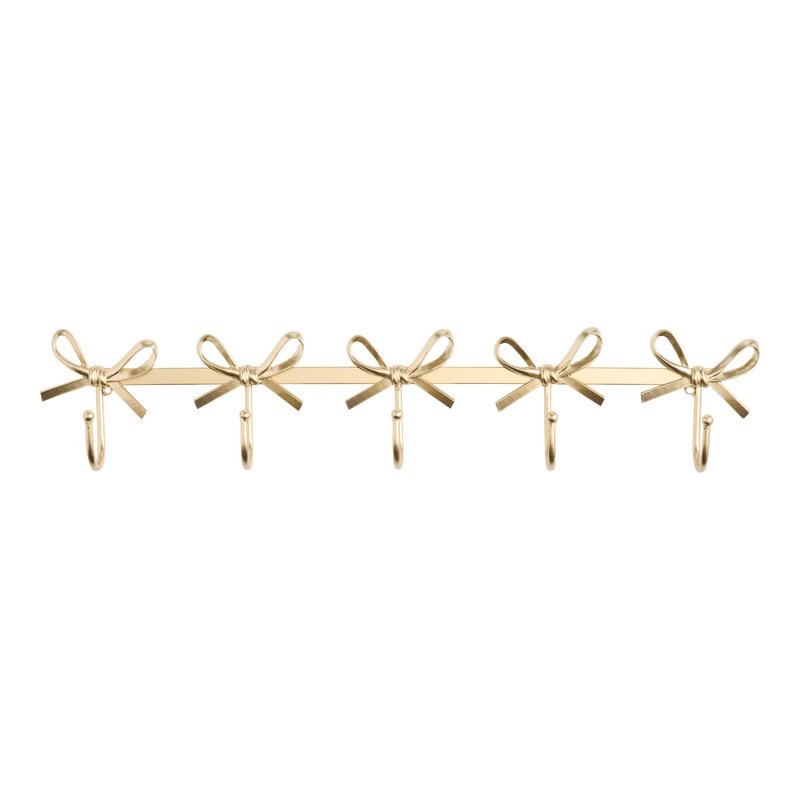 Gold Metal Ribbon Bow Wall Rack