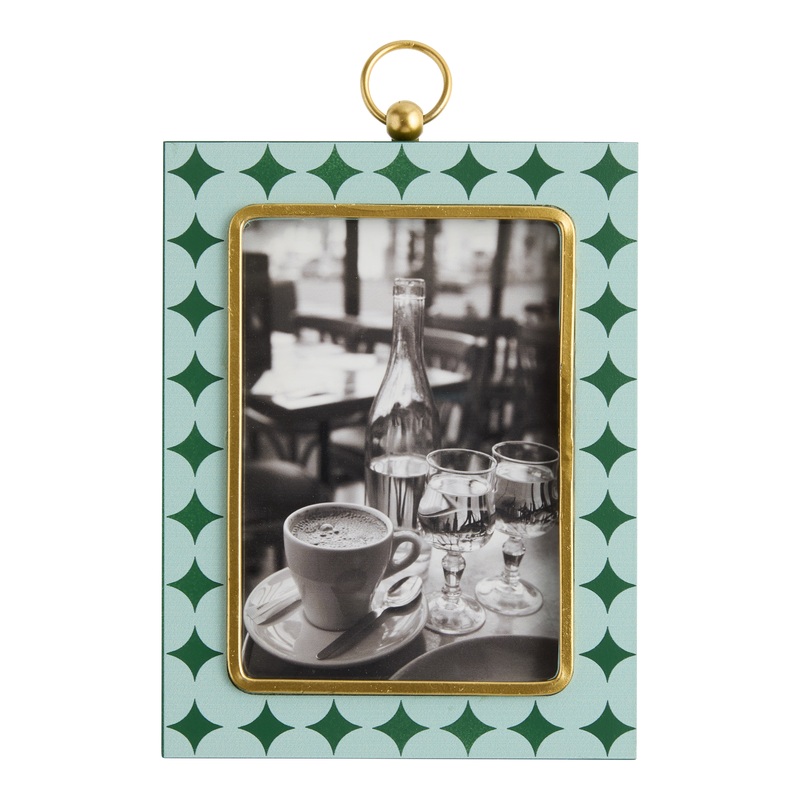 Green, Light Blue, and Gold Diamond Wall Picture Frame