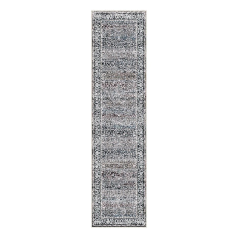 HaiiMeid Holly Purple 2 ft. x 8 ft. Distressed Vintage Floral Runner Rug X25IU0085H-428