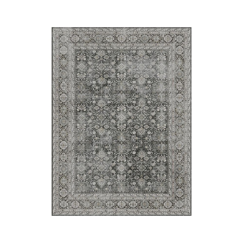 HaiiMeid Kingston Black 6 ft. x 9 ft. Distressed Herati All Over Design Area Rug X23IU0054H-369