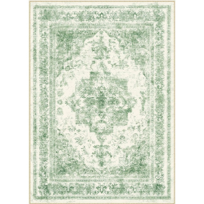 HaiiMeid Persia Green 5 ft. x 7 ft. Vintage Medallion Distressed Area Rug X23IU0027H-857