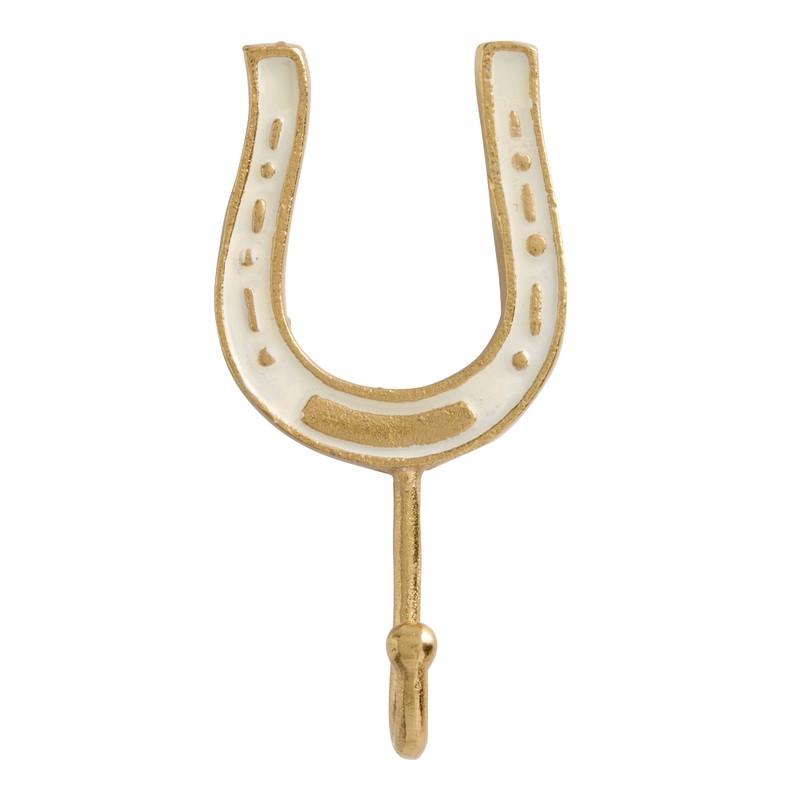 Ivory Enamel and Metal Horseshoe Wall Hook