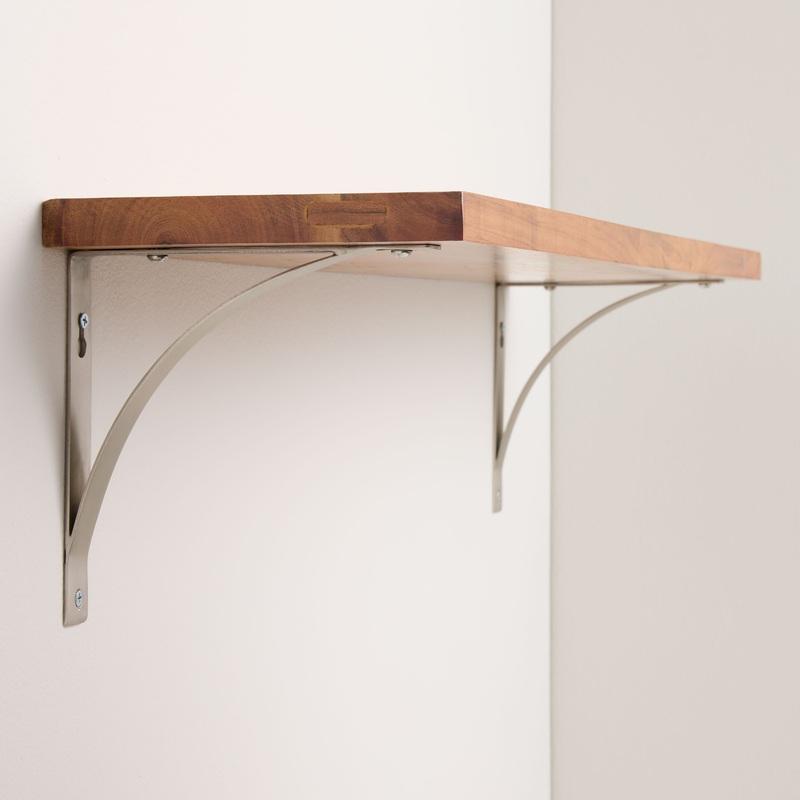 Matte Nickel Metal Mix & Match Shelf Brackets 2 Pack