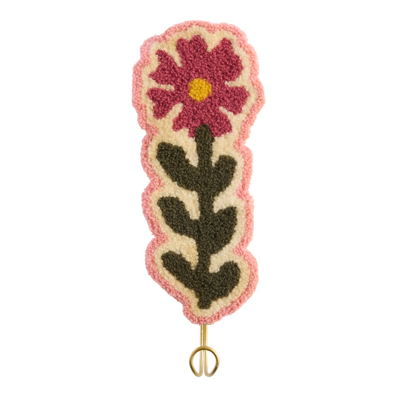 Mauve and Gold Floral Tufted Wall Hook