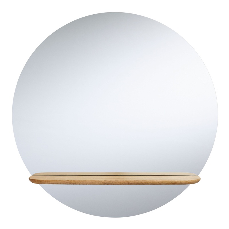 Remi Round Wall Mirror With Wood Shelf