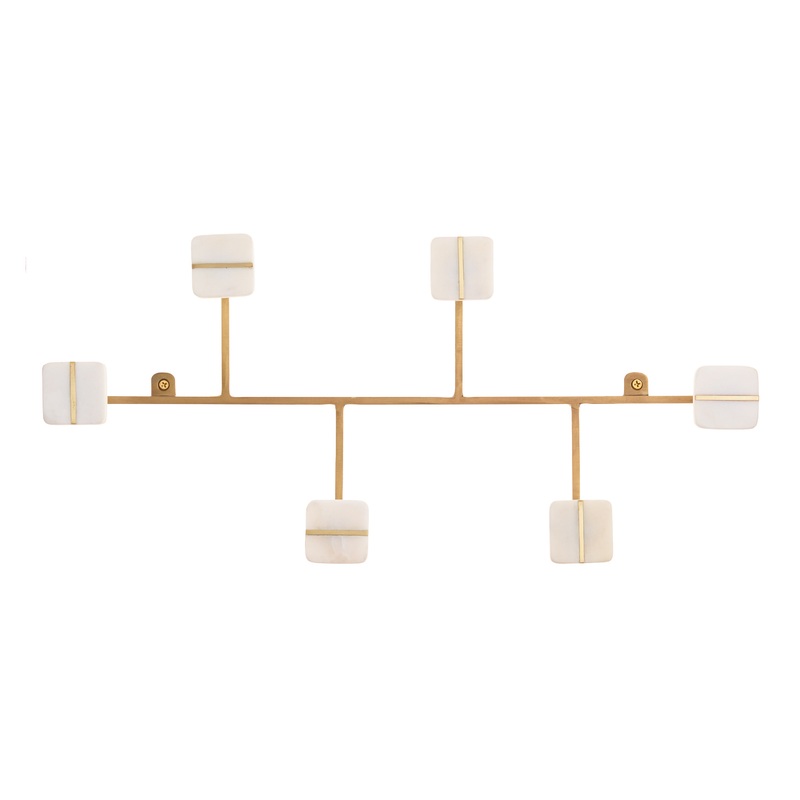 White Marble And Gold Metal Asymmetrical Wall Rack