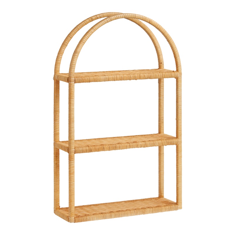 Wrapped Rattan Arched 3 Tier Wall Shelf
