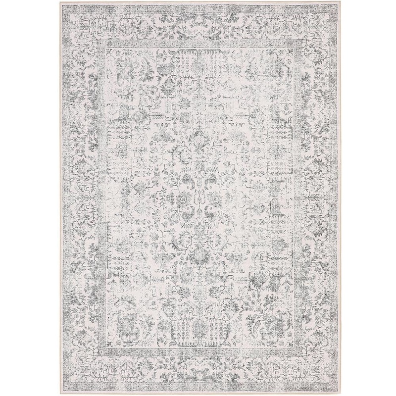 HaiiMeid Entomology 8 ft. x 10 ft. Grey Vintage Floral Area Rug X23IU0026H-181