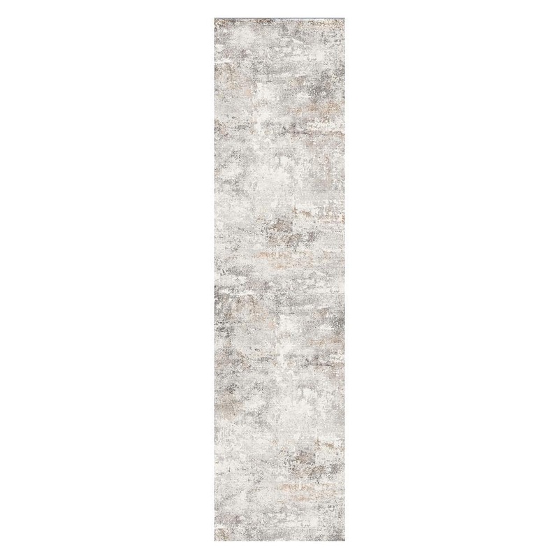 HaiiMeid Frost Gray/Golden 2 ft. x 8 ft. Modern Abstract Area Rug X24IU0054H-328