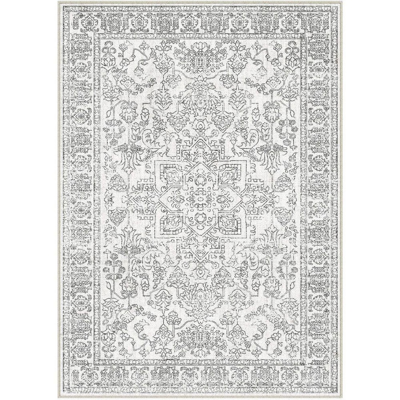 HaiiMeid Gul Gray 9 ft. x 12 ft. Vintage Washable Medallion Distressed Area Rug X24IU0075H-191