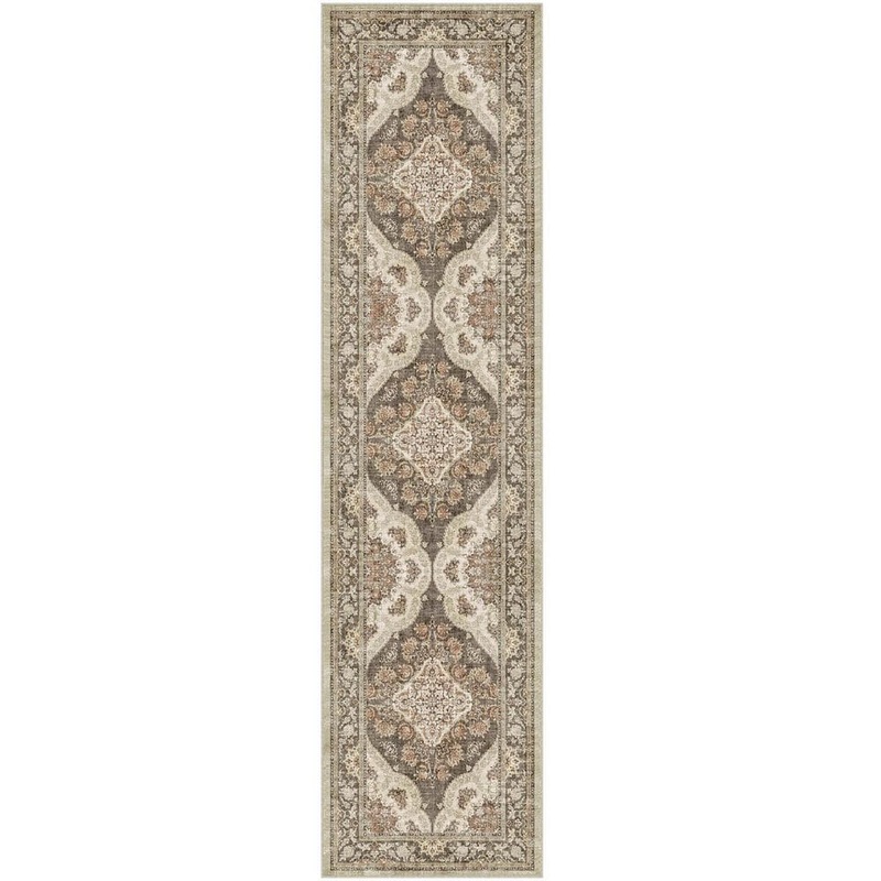 HaiiMeid Misael Brown 2 ft. x 8 ft. Vintage Washable Medallion Distressed Runner Rug X23IU0031H-128