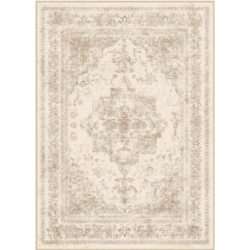 HaiiMeid Persia Beige 5 ft. x 7 ft. Vintage Medallion Distressed Area Rug X23IU0027H-557