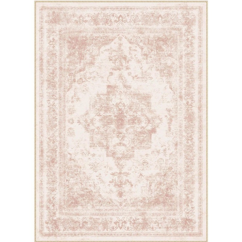 HaiiMeid Persia Pink 5 ft. x 7 ft. Vintage Medallion Distressed Area Rug X23IU0027H-757