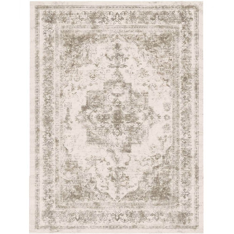 HaiiMeid Persia Taupe 6 ft. x 9 ft. Vintage Medallion Distressed Area Rug X23IU0027H-169
