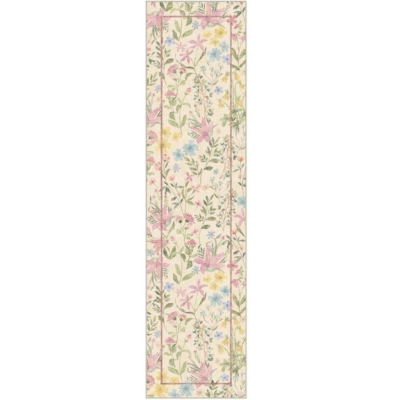 HaiiMeid Pink Love Pink 2 ft. x 8 ft. Floral Washable Runner Rug X24IU0095H-128