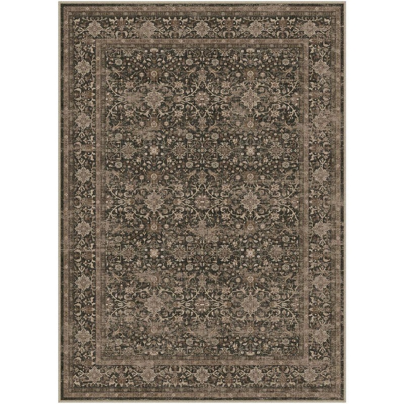 HaiiMeid Qom Brown 6 ft. x 9 ft. Distressed Vintage Floral Washable Area Rug X25IU0002H-169