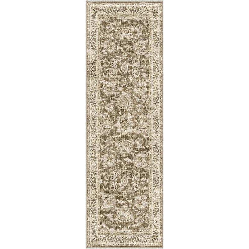HaiiMeid Romeo Brown 2 ft. x 8 ft. Vintage Medallion Distressed Runner Rug X24IU0117SH-128