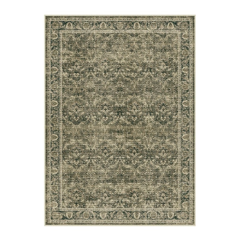 HaiiMeid Shimmer Brown 5 ft. x 7 ft. Washable Distressed Vintage Floral Area Rug X25IU0031NH-357