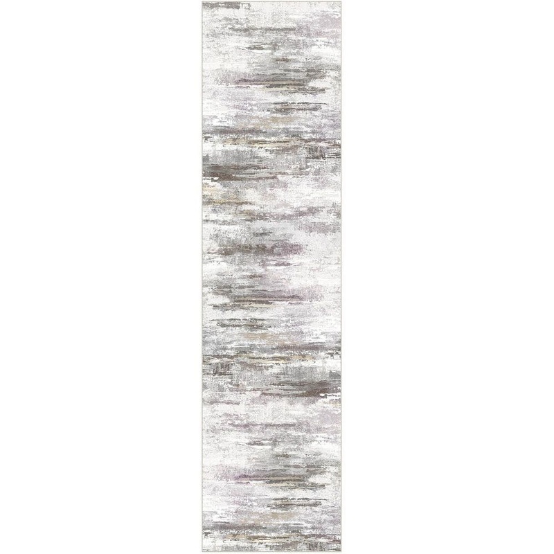 HaiiMeid Tornado Gray/Brown 2 ft. x 8 ft. Washable Modern Abstract Runner Rug X24IU0098H-228