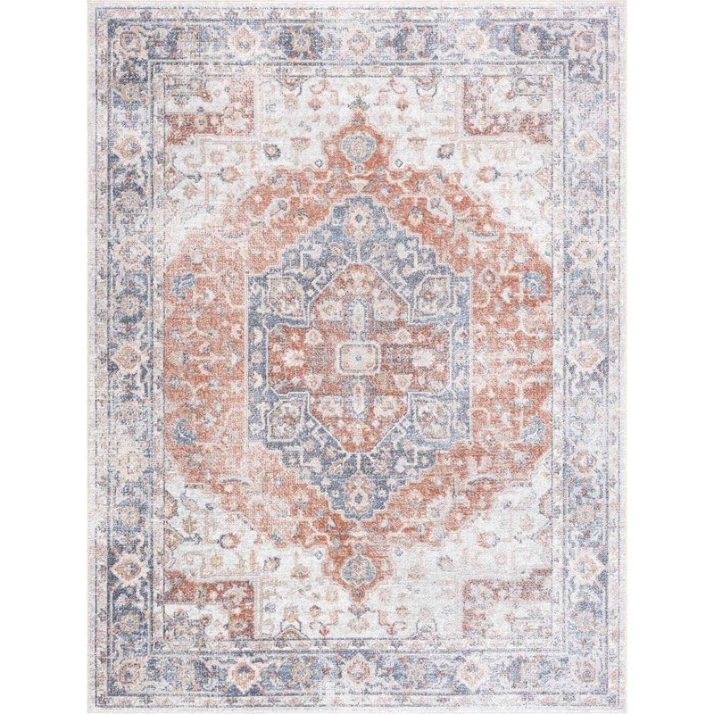 HAUTELOOM Akram 3 ft. X 7 ft. Dark Orange, Light Gray Area Rug HLLLAKRAMA2-02070703