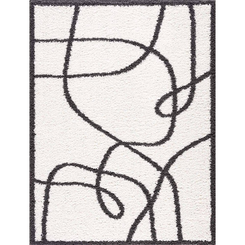 HAUTELOOM Brad 8 ft. X 10 ft. White, Black Area Rug HBMMBRADMA1-07101000