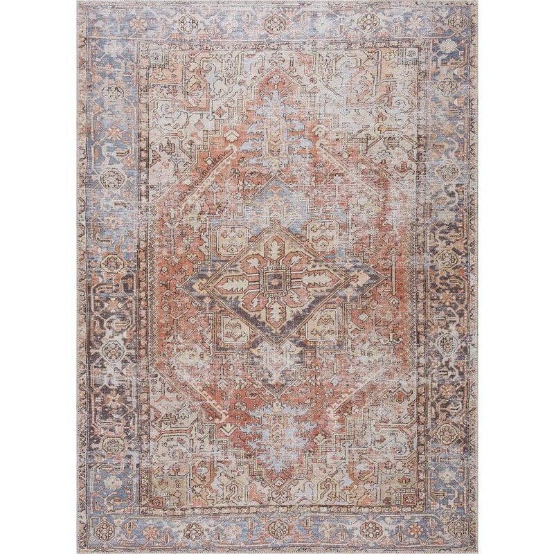 HAUTELOOM Eira Light Blue Charcoal Orange 8 ft. x 10 ft. Area Rug HGEBEIRA824-07101000