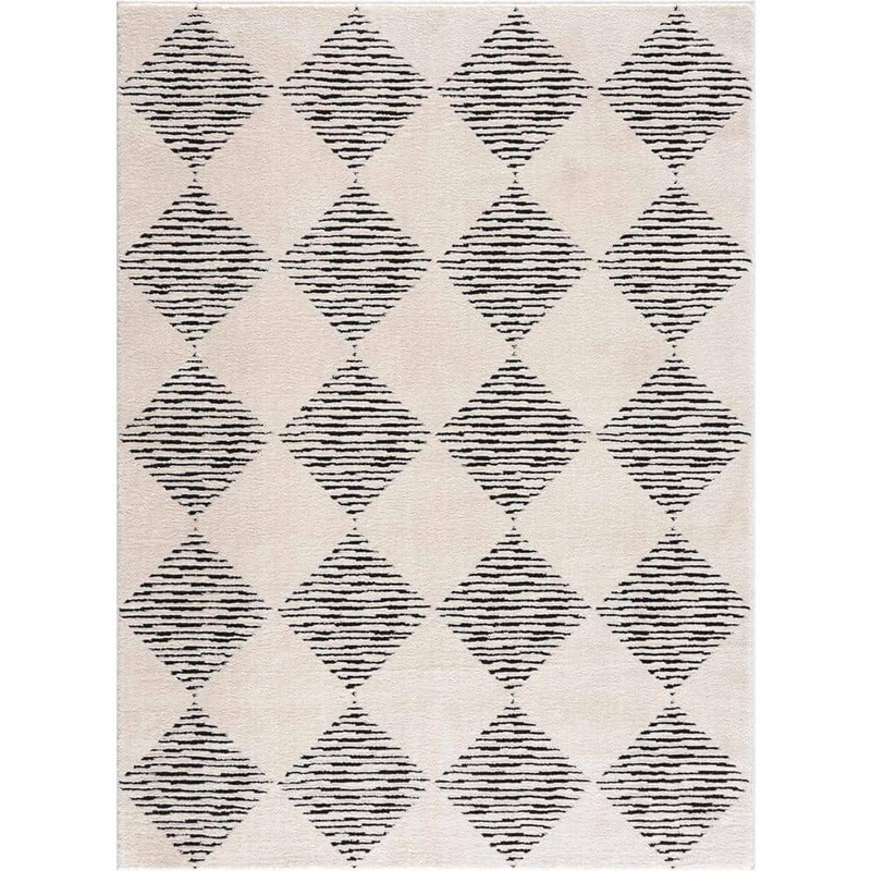 HAUTELOOM Fauci Cream Black White 9 ft. x 12 ft. Area Rug HFEUSIGMUA1-08101200