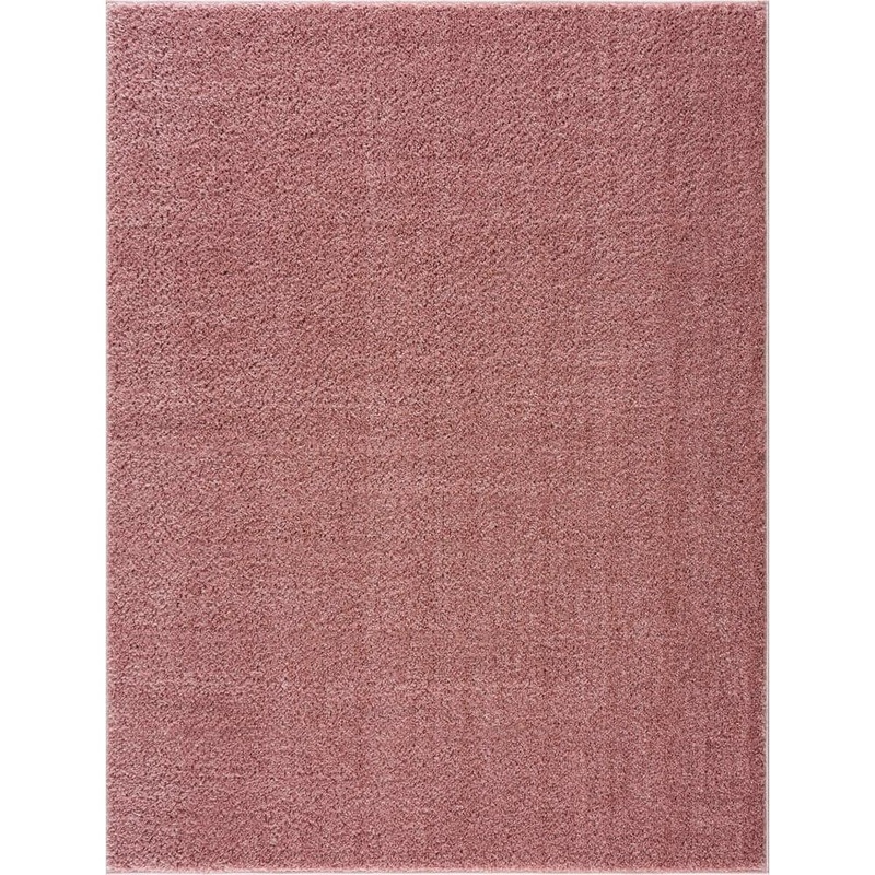 HAUTELOOM Judy 5 ft. X 7 ft. Pink Solid Shag Rubber Backing Soft Machine Washable Area Rug SAFAJUDY870-05030700