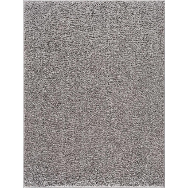 HAUTELOOM Judy 7 ft. X 9 ft. Light Gray Solid Shag Rubber Backing Soft Machine Washable Area Rug SAFAJUDY882-06070900