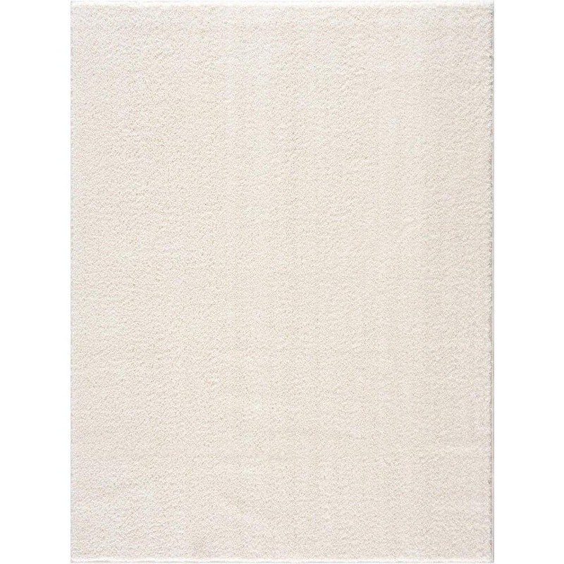 HAUTELOOM Judy 8 ft. X 11 ft. White Solid Shag Rubber Backing Soft Machine Washable Area Rug SAFAJUDY890-07101060