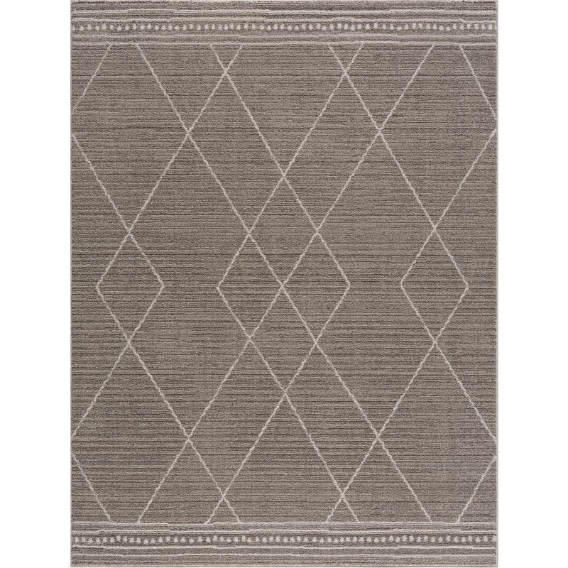 HAUTELOOM Kami Ivory Medium Brown 5 ft. x 7 ft. Area Rug HCACKAMID23-05030700