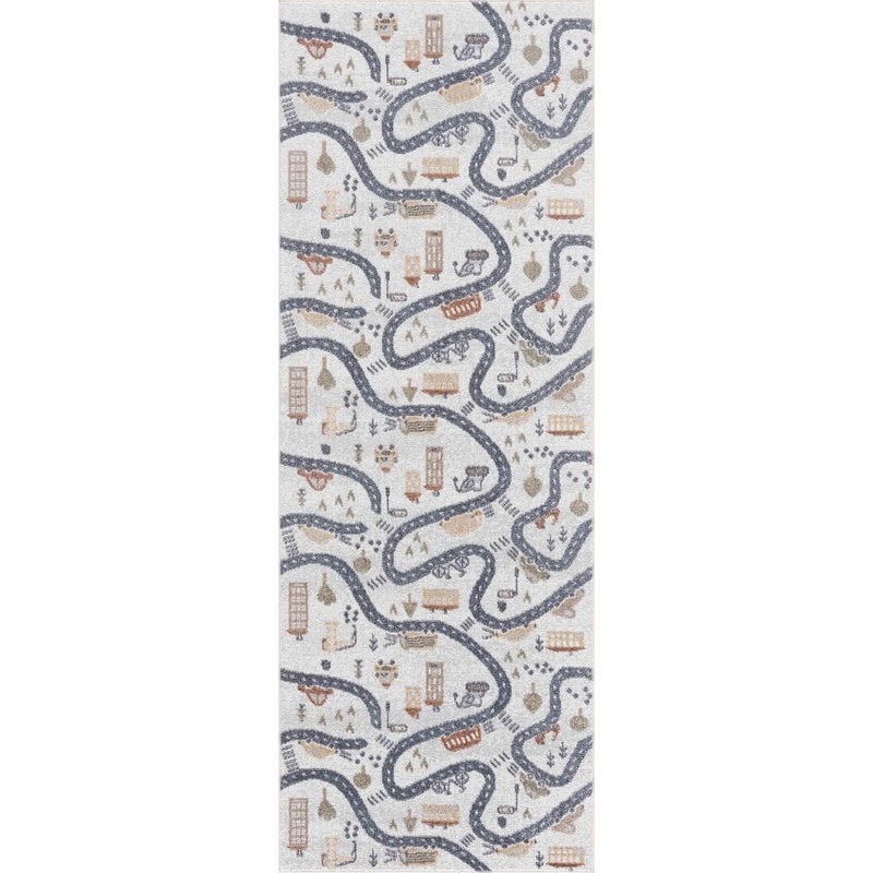 HAUTELOOM Mave 3 ft. X 7 ft. Cream, Antrasit Area Rug HLLLMAVE8A1-02070703