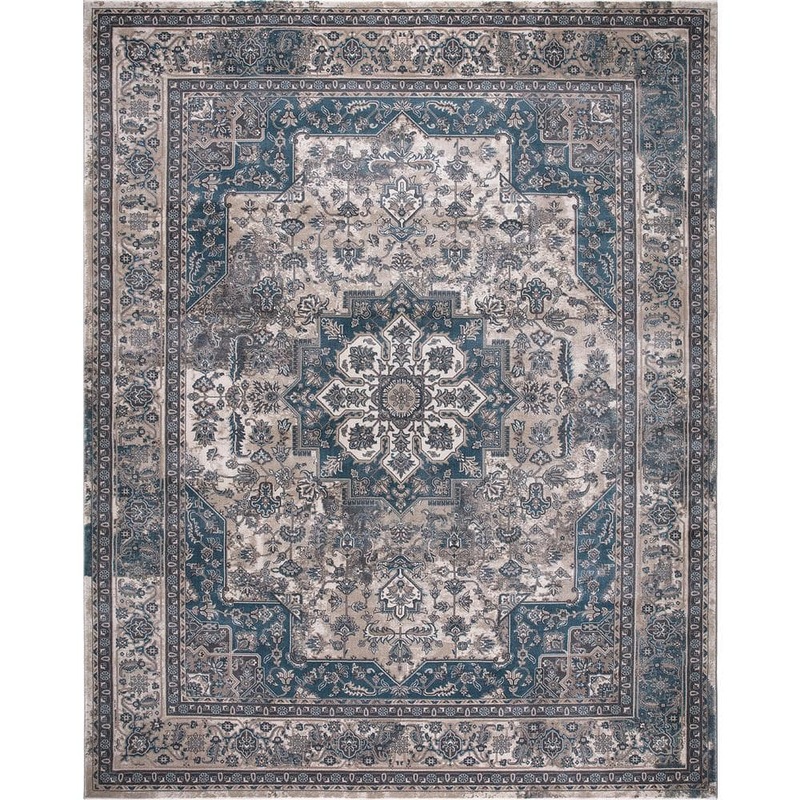 Home Decorators Collection Angora Blue 7 ft. x 9 ft. Medallion Area Rug 27366