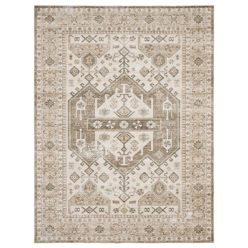 Home Decorators Collection Harmony Global Brown 2 ft. x 7 ft. Polyester Indoor Machine Washable Runner Rug 621132