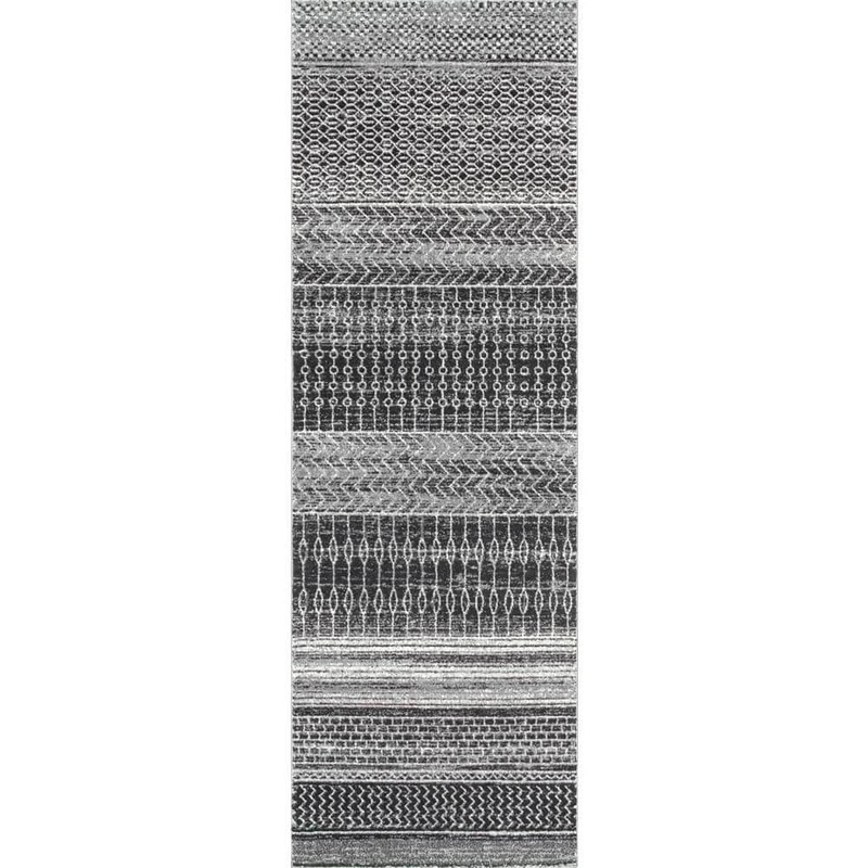 Home Decorators Collection Nova Stripes Dark Gray 3 ft. x 8 ft. Rectangle Indoor Runner Rug RZBD65A-2808