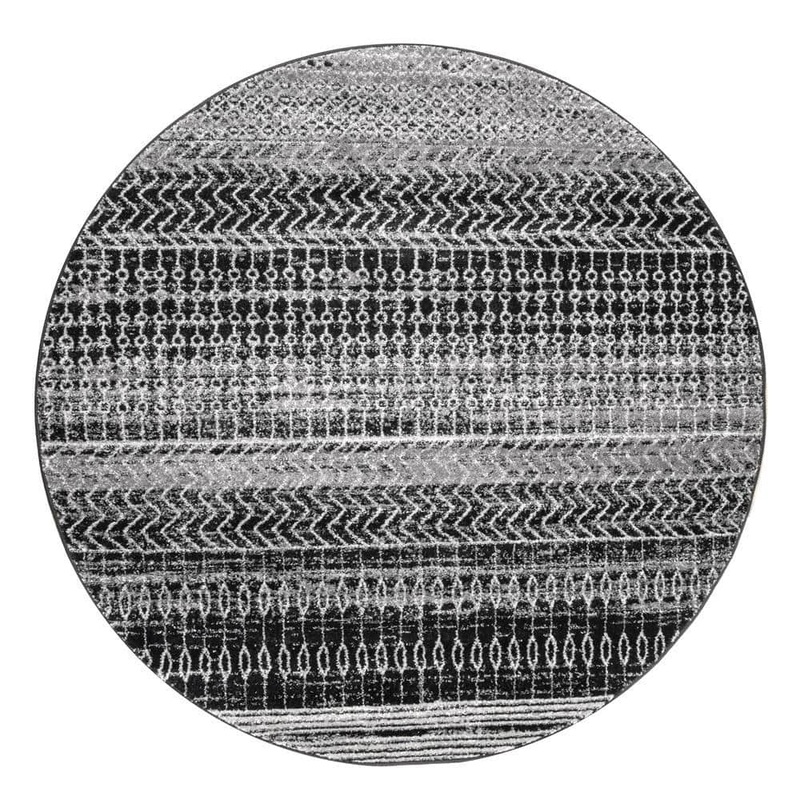 Home Decorators Collection Nova Stripes Dark Gray 8 ft. x 8 ft. Round Area Rug RZBD65A-R808