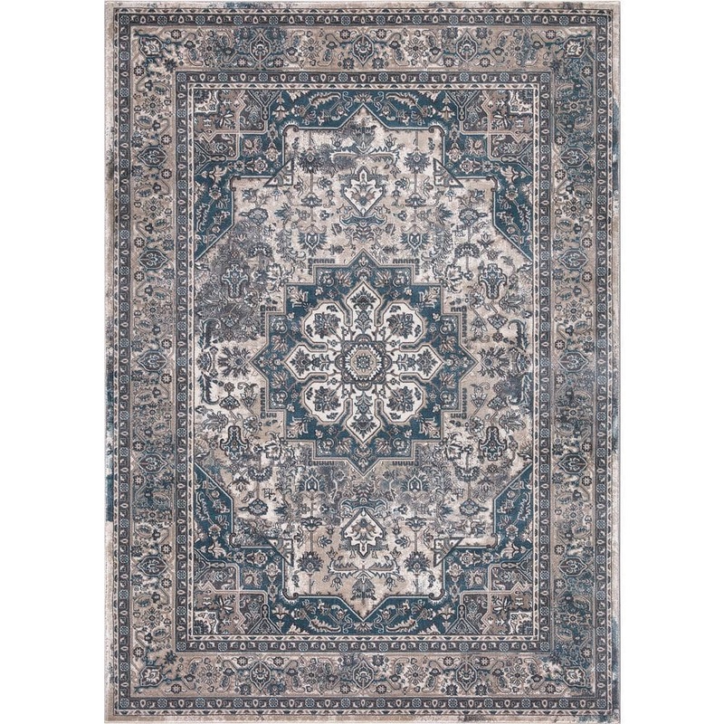 Home Decorators Collection Angora Blue 5 ft. x 7 ft. Medallion Area Rug 27365
