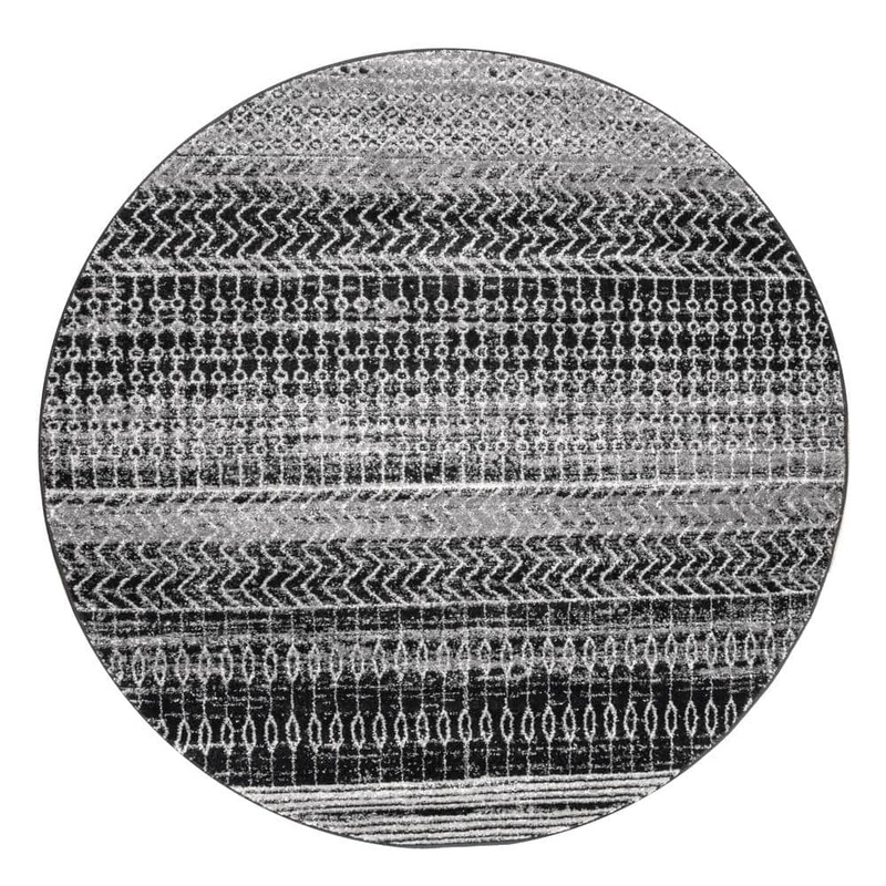 Home Decorators Collection Nova Stripes Dark Gray 5 ft. Round Rug RZBD65A-R505