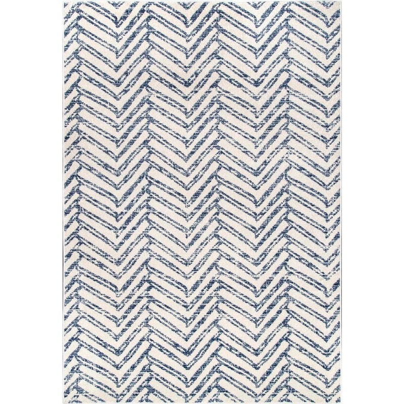 Home Decorators Collection Rosanne Geometric Herringbone Blue 8 ft. x 11 ft. Area Rug RZBD94A-8011