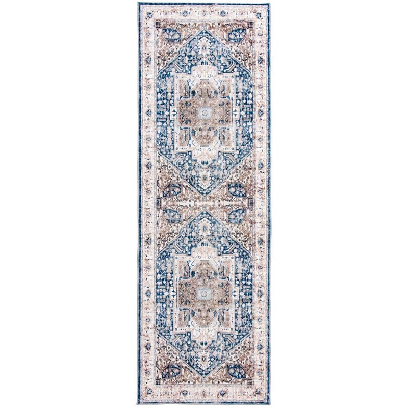 Home Decorators Collection Silky Medallion Navy 2 ft. x 7 ft. Runner Area Rug 5285.42.13HCM