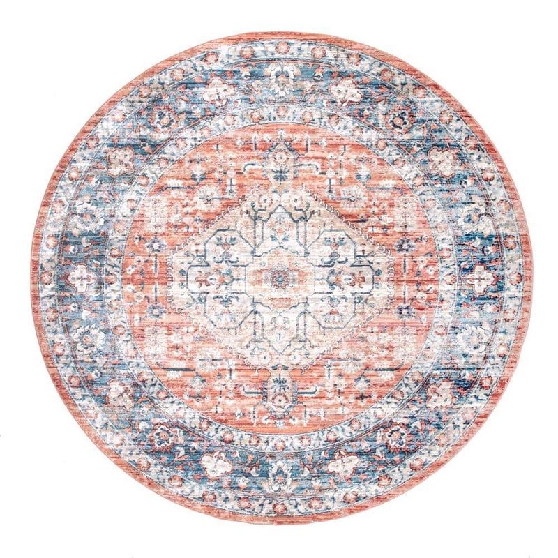 Home Decorators Collection Vintage Zara Medallion Orange 6 ft. Round Area Rug KKSL05A-R606