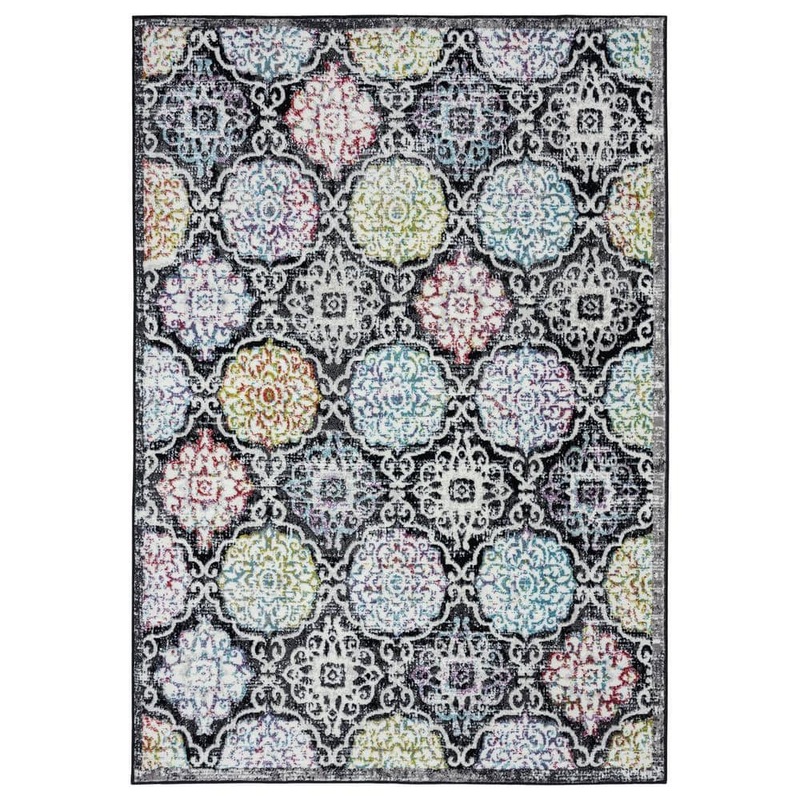 Home Dynamix Boho Andorra Black/Pink 5 ft. x 7 ft. Damask Area Rug 2-HD7585-465